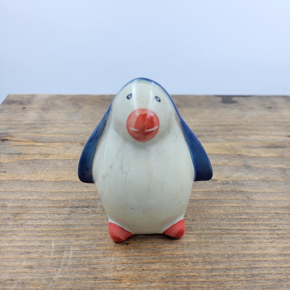 Stone Penguin Figurine Handcarved Kenya Africa 3" Heavy Solid Folk Art Kitsch